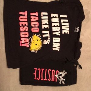 Justice soft tee and sweat pants